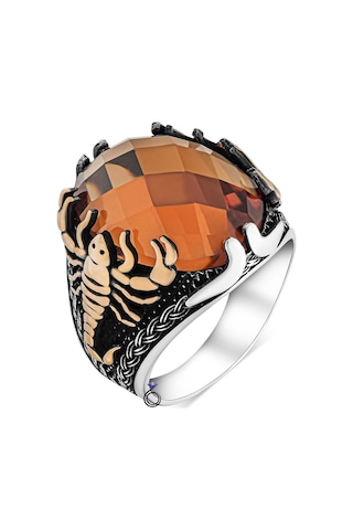 925 Ayar Gümüş Akrep Figürlü Zultanit Taşlı Erkek Yüzük