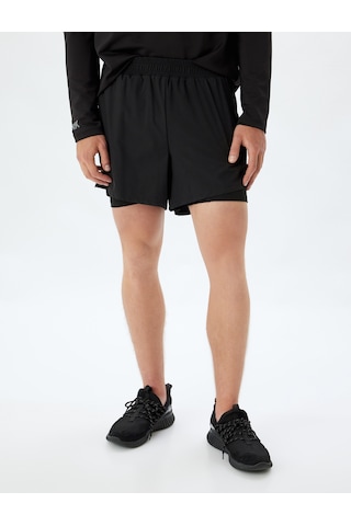 Koton Spor Şort Taytlı Beli Lastikli Cep Detaylı Siyah 5wam40019nw Siyah