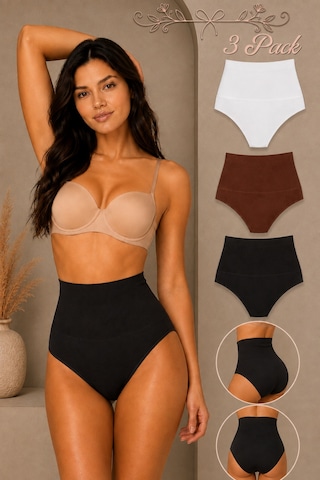 Fit Women Kadın Yüksek Bel Esnek 3 Lü Külot Beyaz-kahve-siyah