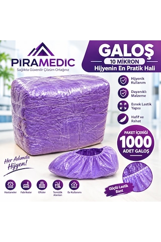Piramedic Galoş 10 Micron 1000 Adet Mor Galoş