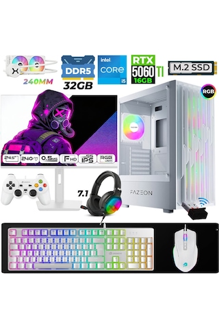 Fazeon Astra X720 i5-14400F 32 GB 1 TB M.2 NVMe SSD 16 GB RTX5060Ti 24.5" Free Dos Masaüstü Oyuncu Bilgisayarı