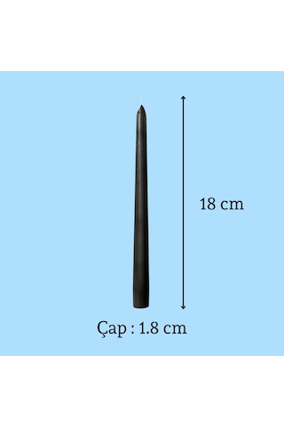 6 Lı Kısa Siyah Konik Şamdan Mum Yükseklik 18 Cm Siyah