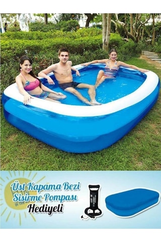 Bestway 54006 Havuz + Pompa + Havuz Örtüsü 262x175x51cm Mavi