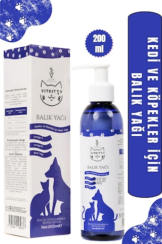 Vitkitty Kedi Ve Köpekler İçin Balık Yağı Deri Tüy Eklem Ve Genel Sağlık Destekleyici 200 Ml