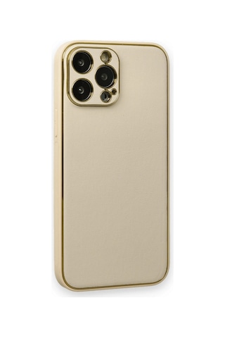 Apple iPhone Uyumlu Uyumlu 13 Pro Kılıf Coco Deri Silikon Kapak - Gold