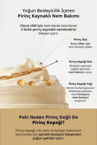 Mıdha Rice Body Butter Cilt Bariyeri Desteği ve Yoğun Nem Sunan Pirinç Özlü Vücut Kremi 500 ML