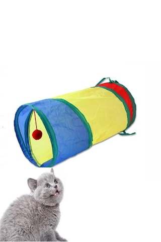 Tineke Düz Kedi Tüneli Katlanır Gökkuşağı Kedi Oyuncağı 50 CM