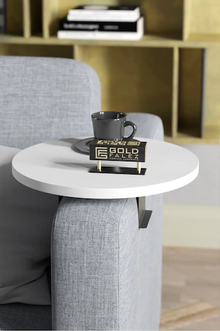 Yan Sehpa Ayarlanabilir Tepsi Dekoratif Modern Tepsi Beyaz 2 Adet