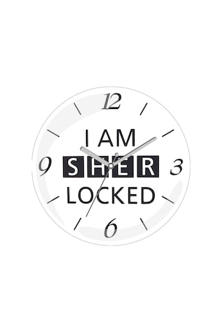I Am Sherlocked Sessiz Akar Bombeli Gerçek Cam Duvar Saati Siyah