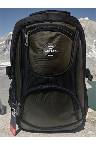 Büyük Su Geçirmeyen Kalın Kumaş Ortopedik Çok Bölmeli Okul Gezi Seyahat Kamp Sırt Çantası 32cmx47cm Haki