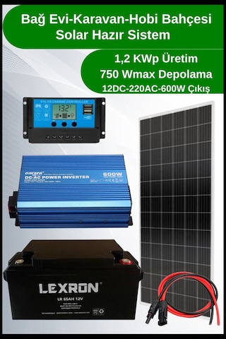 Bağ Evi Karavan Tv+Aydınlatma Solar Paket 1,2kwp