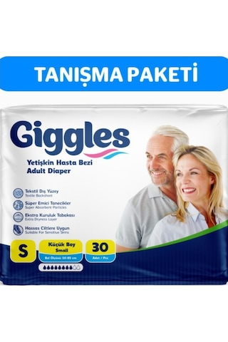 Giggles Yetişkin Bel Bantlı Hasta Bezi Small 30'lu 1 Paket 30 Adet S