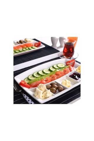 Cosiness Seramik 6 Bölmeli Kahvaltı Tabağı Beyaz
