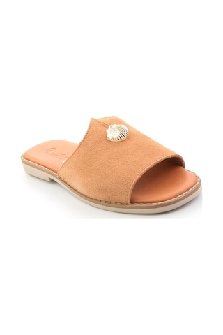 Bambi Camel Hakiki Deri Kadın Terlik K04331145802