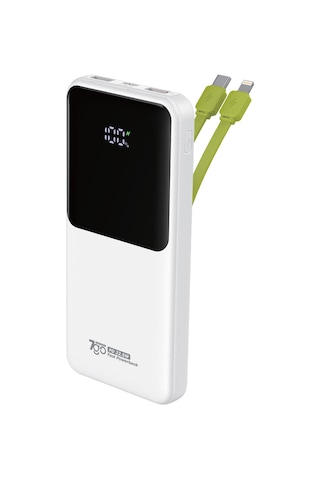 7go Gpw-06 10000mah Pd22.5w Hızlı Şarj Powerbank Beyaz Dahili Type-c & Lightning Kablo Dijital E BEYAZ