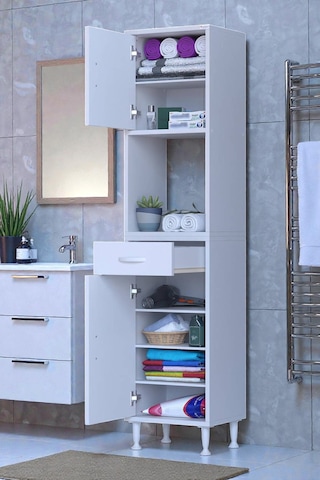 Eliusta Aria 2 Kapak 4 Raflı 50 Cm Beyaz Dolap 50x173x32,5 Cm Boyutlarında Çok Amaçlı Beyaz Dolap Beyaz