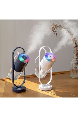 Ruicoo 200ml Kapasiteli Nane Zembil Nanopartikül Buhar, Sessiz Isıtma, 360 Derece Döner, Renkli Gece Işığı Açık Mavi Standart