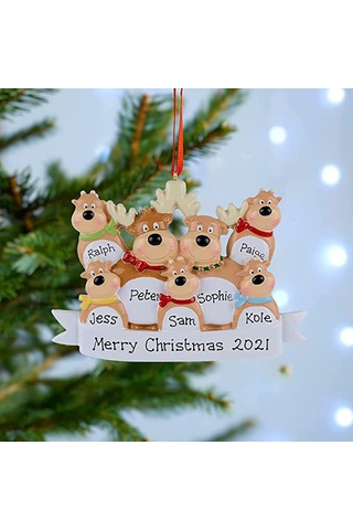 Reedark 2021 Noel Renkli Geyik Aile Pendant Dekor, Su Geçirmez Ve Solmaz Yüksek Kalite Reçine Malzeme