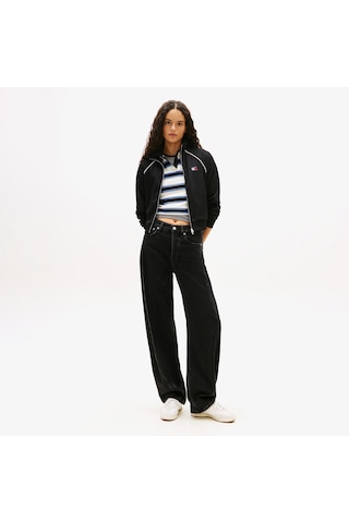 Tommy Hilfiger Jeans Badge Interlock Knit Track Kadın Siyah Ceket Dw0dw21930 Siyah