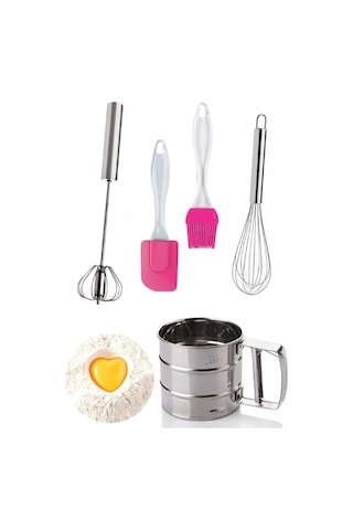 Silikon Yağ Fırçası Silikon Spatula Tel Çırpıcı Un Eleği Kakao El Metal