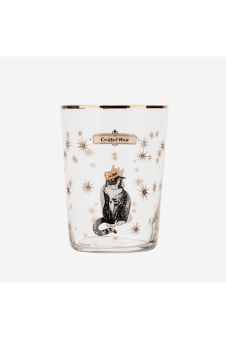 Kedi Beyaz Cam Su Bardağı 500 Ml