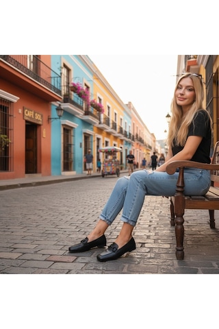 Aska Shoes Günlük Tokalı Babet 2025aska006 Siyah