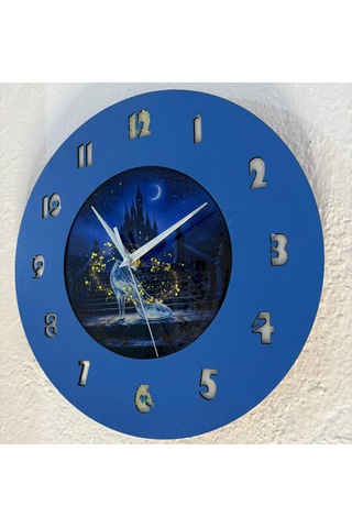 Kişiye Özel İsimli Çocuk Odası Duvar Saati Epoksi Dolgulu 35 Cm Masallar Serisi Koyu Mavi