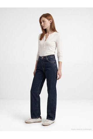 Dilvin 72369 %100 Pamuk Wide Leg Jean-lacivert