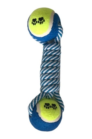 İki Tenis Toplu Köpek Diş İpi Oyuncağı 24 cm