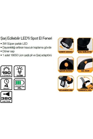 Lightorch Lt03101 Şarj Edilebilir Led Fener 190 Lümen