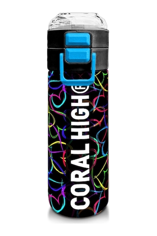 Coral High 500 Ml Pipetli Ve Direkt İçim Çelik Termos/matara - Kız Çocuk - Çok Renkli Kalp Desenli Çok Renkli
