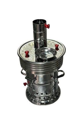 Odunlu Çift Musluklu Çelik Semaver 7 Lt -107