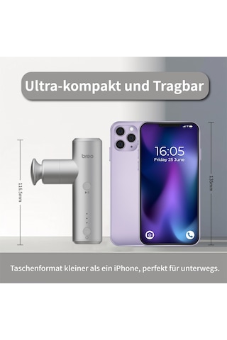 Breo S1 Mini Masaj Tabancası Seti, Taşınabilir Masaj Tabancası Küçük 0,19 Kg Ve 4 Masaj Başlığıyla 4 Kademeli Mini Masaj Tabancası, Sessiz Masaj, Süper Pil Ömrü, Uygun Tabanca Pili Usb Tip C Gümüş