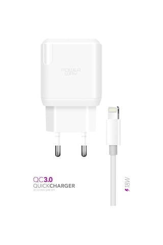 Powerway QCL30 18W QC 3.0 Lightning Hızlı Şarj Cihazı Seti