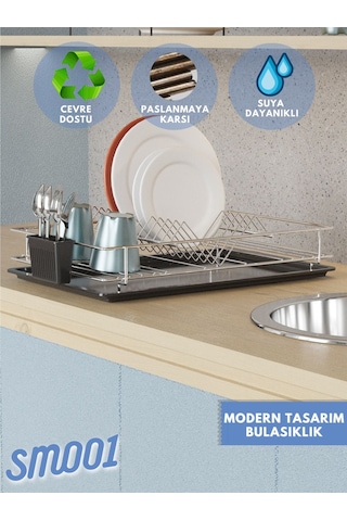 Suntel Tezgah Üstü Bulaşıklık Ve Bardaklık Gri