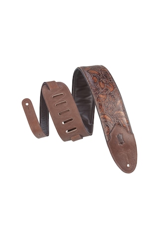 Levy's Leathers Sundance 7,62 Cm Genişliğinde Kabartmalı Deri Gitar Kayışı Western Serisi - Geramium Viski M4wp-006
