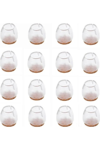 Singree 16 Adet Silikon Masa/sandalye Ayaklık, Kayma Engeli, Zemin Koruması, Cam Renkli, Ev Kullanıma Uygun