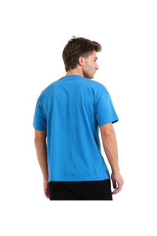Justever 100% Pamuk Oversize Fit Bisiklet Yaka Mavi Erkek T-shirt - Alpha Mavi