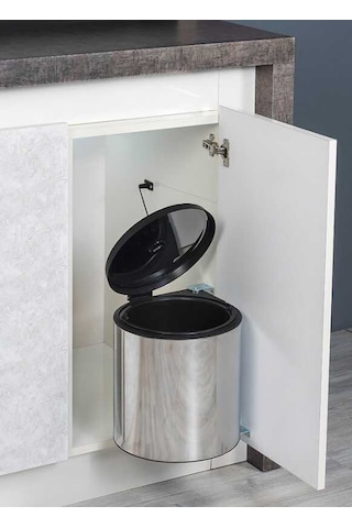 Starax S-2251 Paslanmaz Çöp Kovası Krom Dolap İçi 10 Litre-S2251G Krom