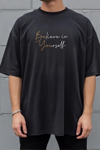 Freedom Store Unisex Oversize 24/1 Penye Dtf Baskılı Tişört - Dtf279 Siyah