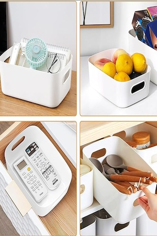 2 Adet Beyaz 3.5 Litre Basic Dolap Içi, Buzdolabı Düzenleyici, Banyo Organizer Sepet Beyaz
