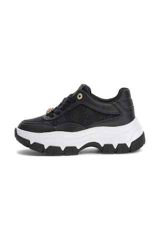 Guess Kadın Berrett2 Monogram Desenli Kalın Tabanlı Sneaker - Siyah 4221490