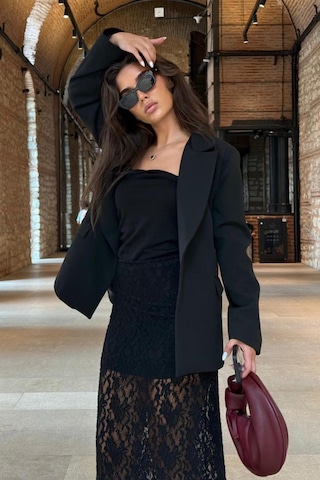 Madmext Siyah Astarlı Kadın Blazer Ceket Mg2508 Siyah