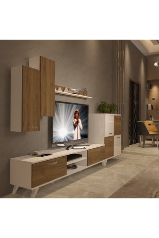 Decoraktiv Eko 6 Mdf Dvd Retro Tv Ünitesi Tv Sehpası Beyaz - Pera