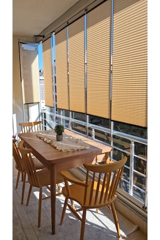 Karamel Plise Perde - Cam Balkon Ve Pimapen Uyumlu Kancalı Veya Vidalı Montaj
