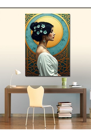 Kanvas Tablo Altın Çemberde Kadın 50cmx70cm