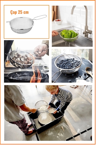 Paslanmaz Çelik Süzgeç 25 Cm