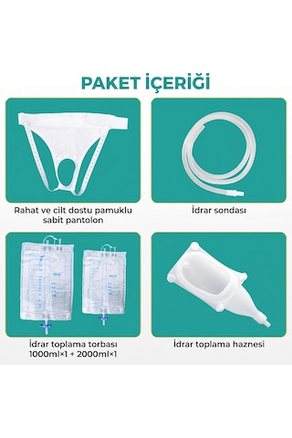 İçin Portatif Idrar Toplama Torbası Seti Konforlu Idrar Külodu 1000ml/2000ml Torbalı Tek Ebat