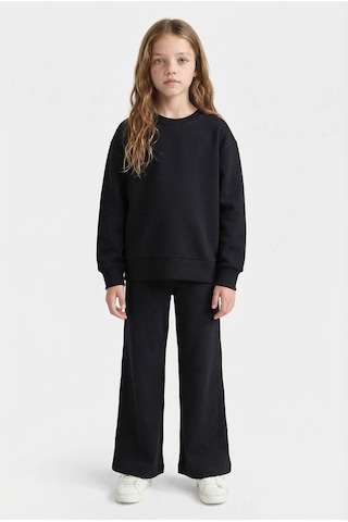 Defacto Relax Fit Bisiklet Yaka Basic Düz Okul Sweatshirt Kız Çocuk A2797A824AU Siyah