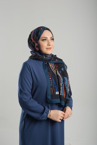 Giverny Petrol Mavisi Desenli Şal Kesik Elyaf Pamuksu Etnik Dijital Baskılı 202124 17 Petrol Mavisi